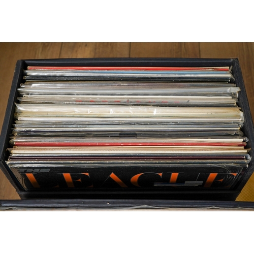 157 - Two cases of LPs (approximately 63 in total) and a case of 45 singles records, the LPs include The J... 