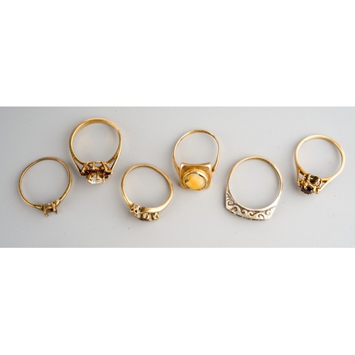 175 - Collection of 9 ct gold rings, some set with semi precious stones, gross weight 12g