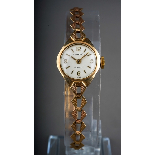 177 - 9 ct gold Regency ladies wrist watch with a 9 ct gold strap, gross weight 10.2g