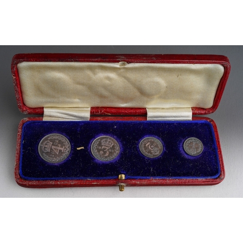 723 - An Edwardian four coin Maundy Money set of 1903,  comprising four, three, two and onepence coins, in... 