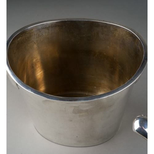 725 - A pair of Christofle style silver plated two handled ice \ champagne buckets, plain bodies (2)