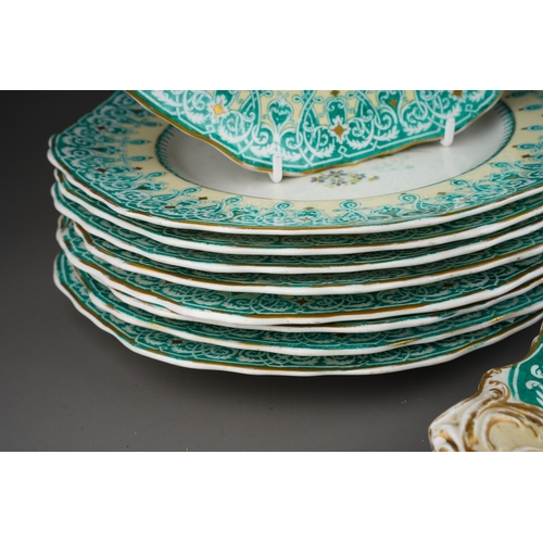 730 - A Victorian Copeland, c.1851-1885, pattern no 8634 part dessert service to include 9 octagonal plate... 