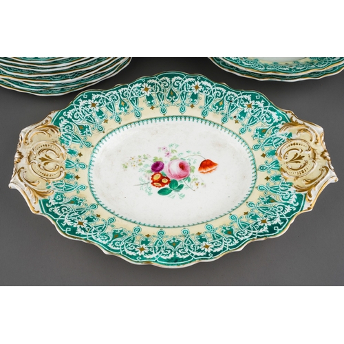 730 - A Victorian Copeland, c.1851-1885, pattern no 8634 part dessert service to include 9 octagonal plate... 