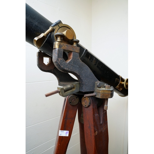 735 - A late Victorian brass and black large refracting telescope, with additional lenses numbered 3, 4 an... 