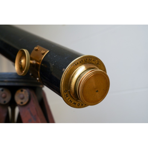 735 - A late Victorian brass and black large refracting telescope, with additional lenses numbered 3, 4 an... 