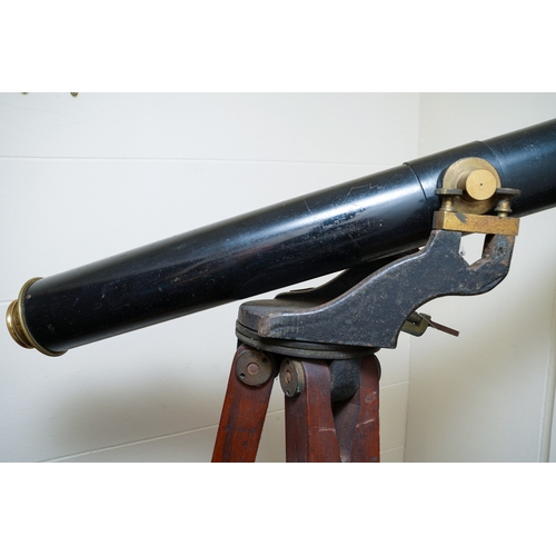 735 - A late Victorian brass and black large refracting telescope, with additional lenses numbered 3, 4 an... 