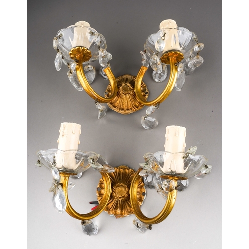 740 - A gilt metal and glass Regency bag style ceiling light holder together with a pair of gilt metal and... 