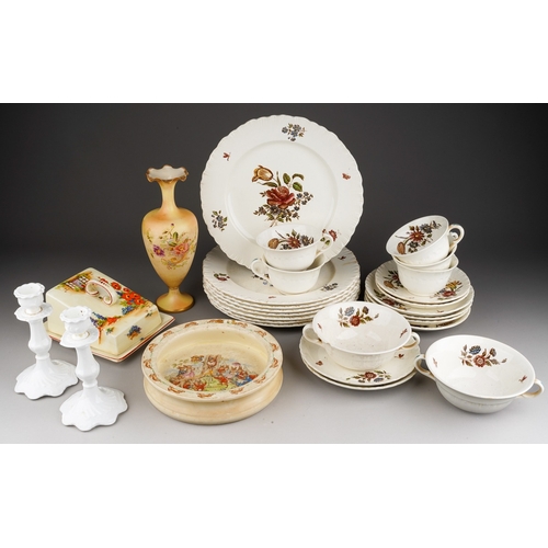 742 - Assorted ceramics to include: Carlton Ware blush ivory 268930 vase; cottage ware butter dish and cov... 