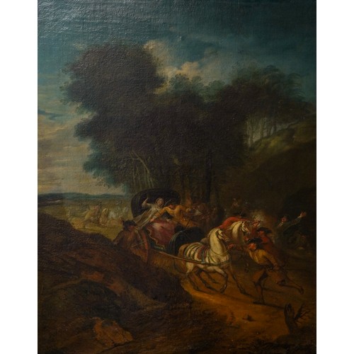 753 - Circle of Joseph van Bredael (Antwerp 1688-1739 Paris)
The Ambush
oil on canvas, 79 x 62cm, gilt fra... 