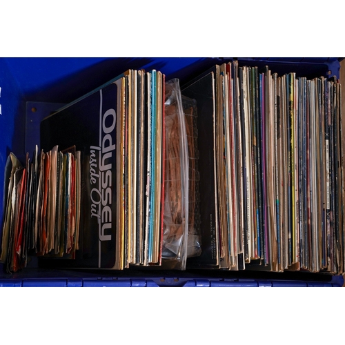 755 - A collection of approximately two hundred and twenty  seven LPs and  singles in a yellow record case... 