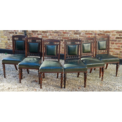 773 - Set of 6 dinning chairs with upholstered ( fully restored 30 years ago) seats, carved detail to back... 