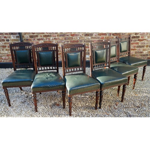 773 - Set of 6 dinning chairs with upholstered ( fully restored 30 years ago) seats, carved detail to back... 