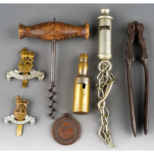 906 - A mixed group of collectable items including a brass John Dewar & Sons Old Highland Whisky bottle co... 