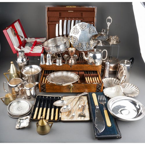 940 - An early 20th Century Canteen of EPNS Old English pattern cutlery and a box of assorted silver plate... 