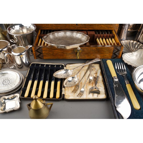 940 - An early 20th Century Canteen of EPNS Old English pattern cutlery and a box of assorted silver plate... 