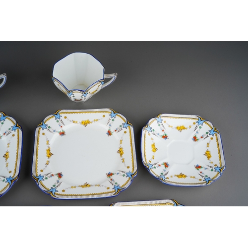 5 - A Shelley Queen Anne shape part tea set in the Garland of Fruit pattern, no. 11705, regd. design 723... 