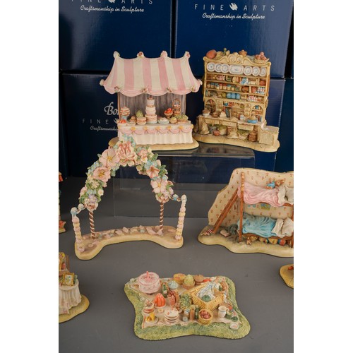 16 - Ten boxed Bramley Hedge furniture models to include The Table, Picnic Blanket, Wedding table & Canop... 