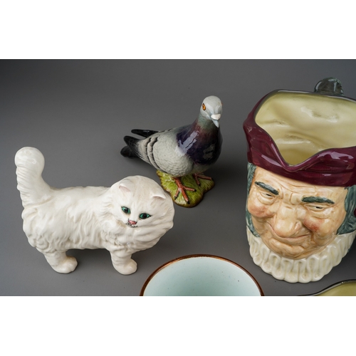 18 - Assorted ceramics to include four Royal Doulton character jugs, two large; one Simon the Cellarer an... 