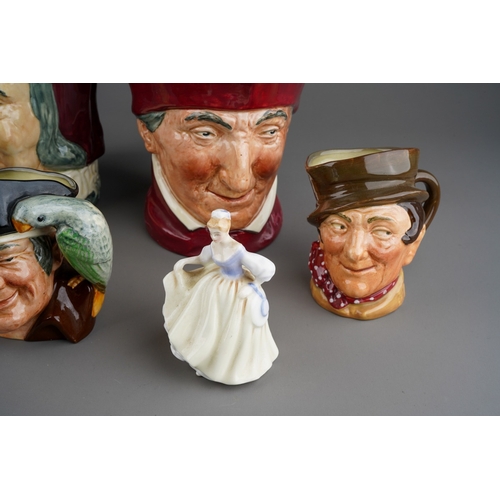 18 - Assorted ceramics to include four Royal Doulton character jugs, two large; one Simon the Cellarer an... 