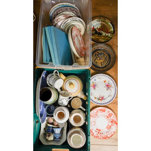 40 - Two boxes of Miscellaneous Items including vases, plates i.e. Royal Crown Derby, Studio pottery, box... 