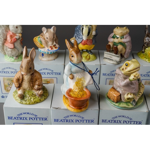 46 - Royal Albert, The World of Beatrix Potter all boxed to include; Tommy Brock, Jeremy Fisher, Mrs Pigg... 