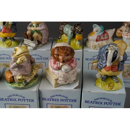 46 - Royal Albert, The World of Beatrix Potter all boxed to include; Tommy Brock, Jeremy Fisher, Mrs Pigg... 