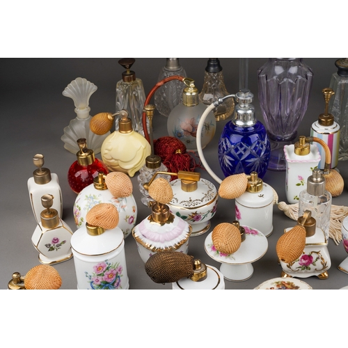 48 - Perfume and Scent bottles - ceramic and glass examples to include Royal Bavaria, Austrian, German an... 