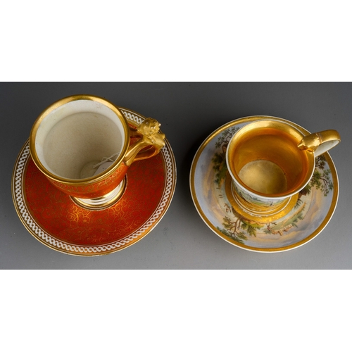 50 - A 19th Century Vienna porcelain cup and saucer and an early 19th century English porcelain cup and s... 