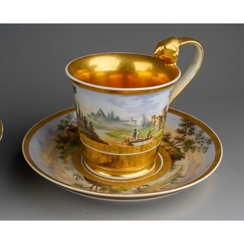 50 - A 19th Century Vienna porcelain cup and saucer and an early 19th century English porcelain cup and s... 