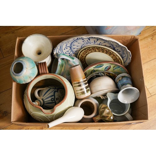 52 - A good selection of art pottery and similar to include Bourne Denby, Caroline M Seaton charger, Pool... 