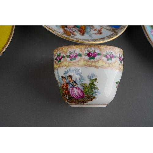 58 - A collection of late 19th and early 20th century Dresden and other German porcelain tea ware, compri... 