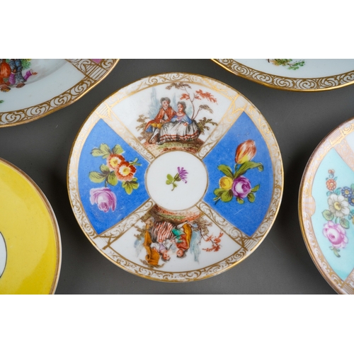 58 - A collection of late 19th and early 20th century Dresden and other German porcelain tea ware, compri... 