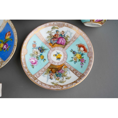 58 - A collection of late 19th and early 20th century Dresden and other German porcelain tea ware, compri... 