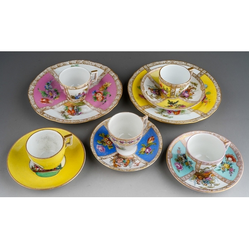 58 - A collection of late 19th and early 20th century Dresden and other German porcelain tea ware, compri... 