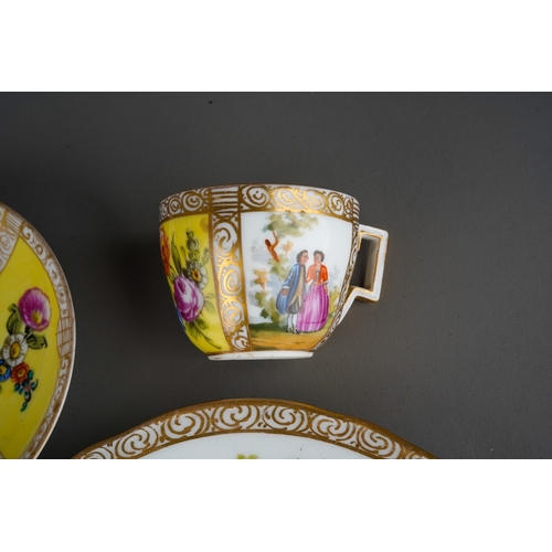 58 - A collection of late 19th and early 20th century Dresden and other German porcelain tea ware, compri... 