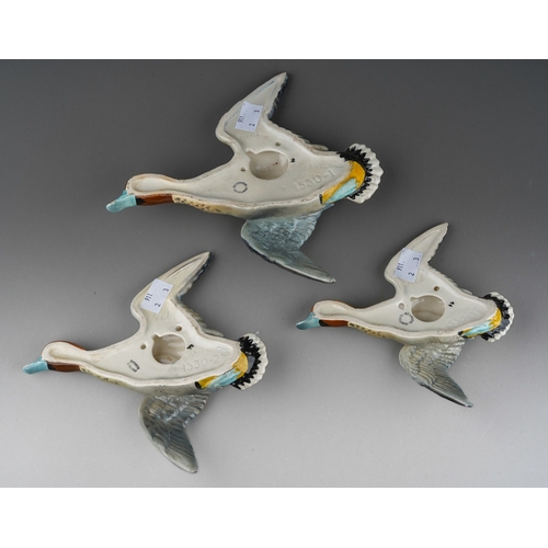 61 - A graduated set of three Beswick Teal wall plaques, comprising model nos 1530-1, 1530-2, 1530-3, pri... 