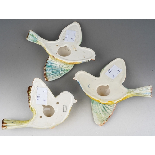 66 - Three Beswick flying Blue Tit wall plaques, model nos 705, 706 and 707, wingspan of largest 12cm, pr... 