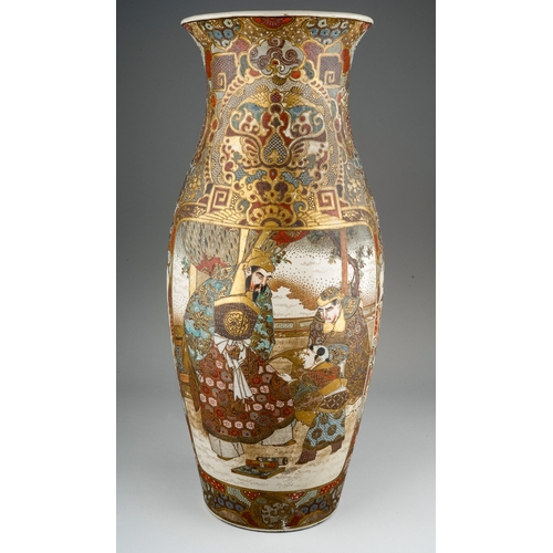 68 - Very large Japanese Satsuma pottery vase, Meiji era, 47cm tall Res.