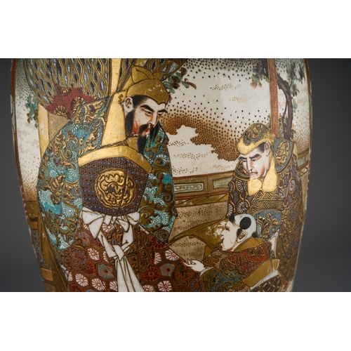 68 - Very large Japanese Satsuma pottery vase, Meiji era, 47cm tall Res.