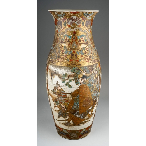 68 - Very large Japanese Satsuma pottery vase, Meiji era, 47cm tall Res.