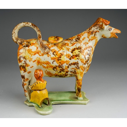 70 - Century Prattware cow creamer, in excellent undamaged condition.