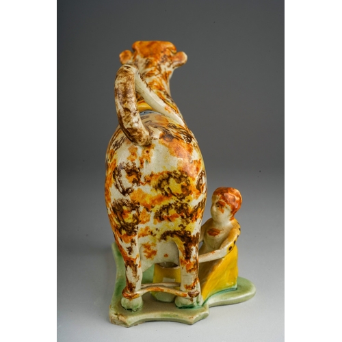 70 - Century Prattware cow creamer, in excellent undamaged condition.