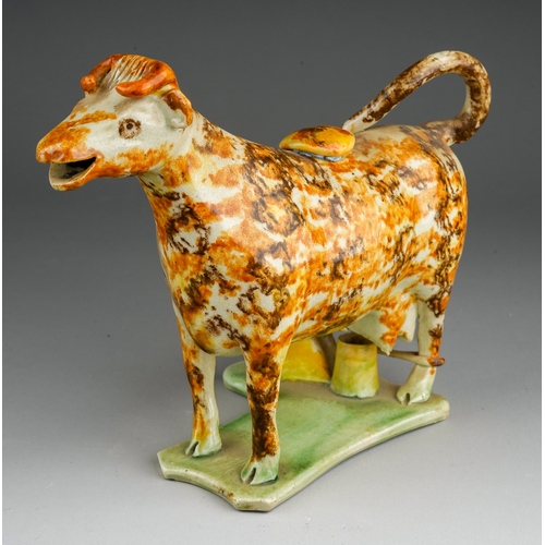 70 - Century Prattware cow creamer, in excellent undamaged condition.