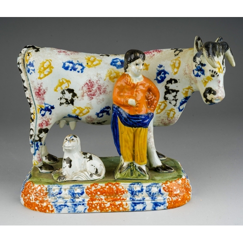 71 - Century Prattware cow mantlepiece ornament, in excellent undamaged condition