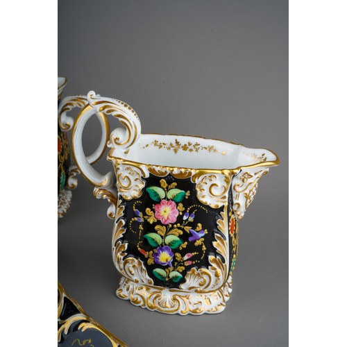 75 - A Paris porcelain tea\coffee set to include a pair of cups and saucer, coffee pot and cover (repair ... 