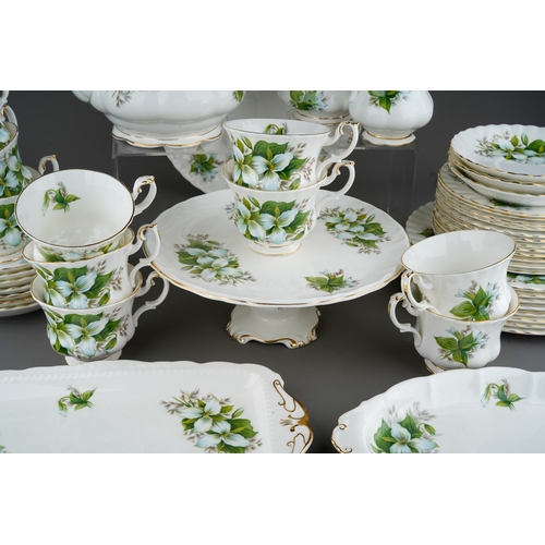 82 - A Royal Albert Trillum pattern part tea set to include: teapot, 9 tea cups, 12 side plates, 8 lunch ... 