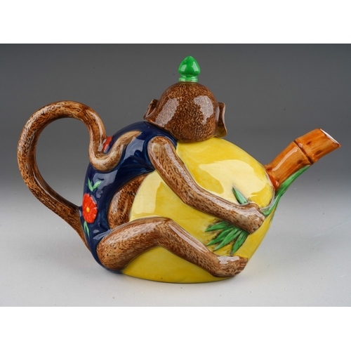 116 - Minton majolica style archive collection monkey teapot limited edition of 1793 no 467 in original bo... 