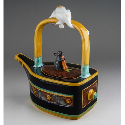 119 - Minton archive collection majolica style cat and mouse teapot limited edition 2500 this no 584 with ... 