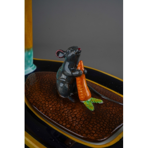 119 - Minton archive collection majolica style cat and mouse teapot limited edition 2500 this no 584 with ... 