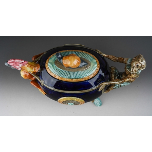 120 - Minton archive collection majolica style cockerel and monkey teapot limited edition of 1000 this is ... 